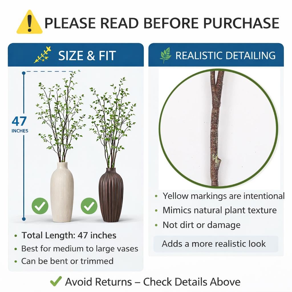 Avoeco adjustable faux stems bend and cut to fit any vase.
