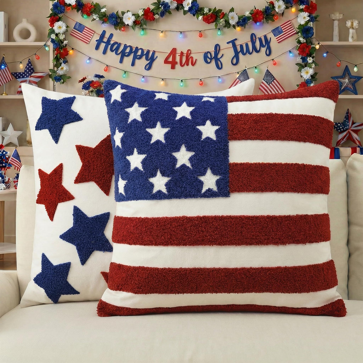 AVOIN colorlife patriotic embroidered pillow cover for Fourth of July decor