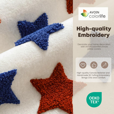 Patriotic decor on a sofa using AVOIN colorlife pillow covers