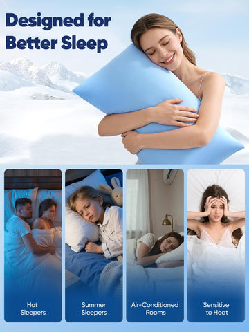 Avolare blue pillowcase on a bed evokes a cool, contemporary bedroom.