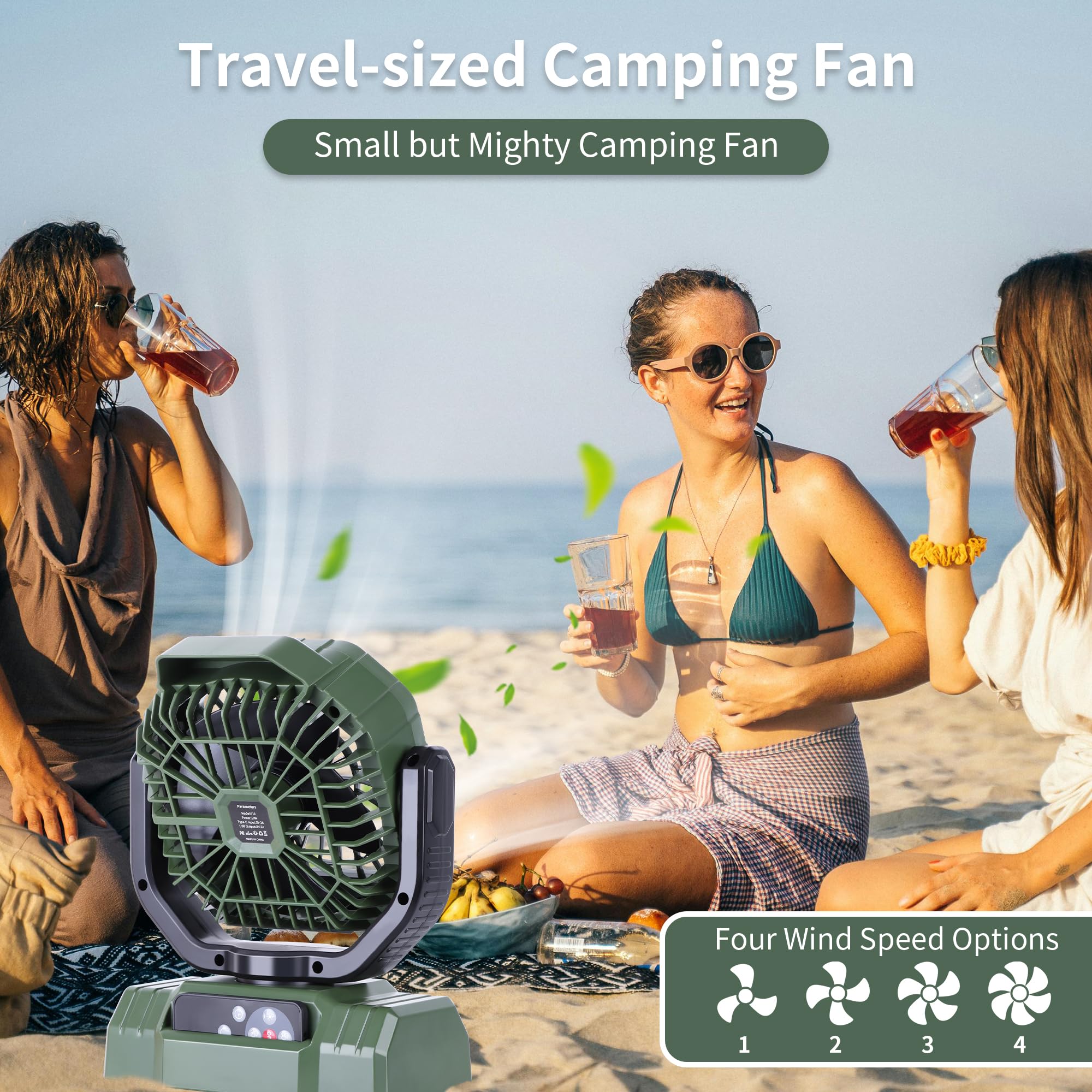 AVV camping fan with remote control offers convenient operation from campsite.