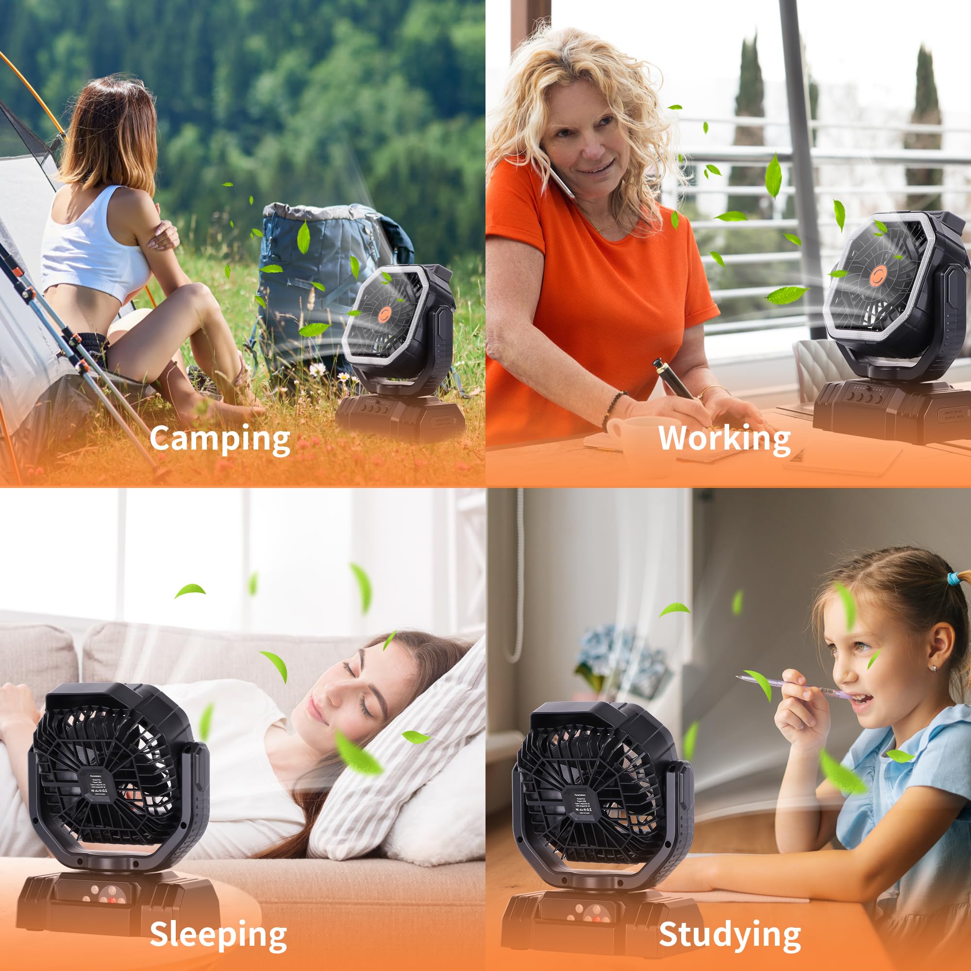 AVV compact and lightweight camping fan ready for packing.