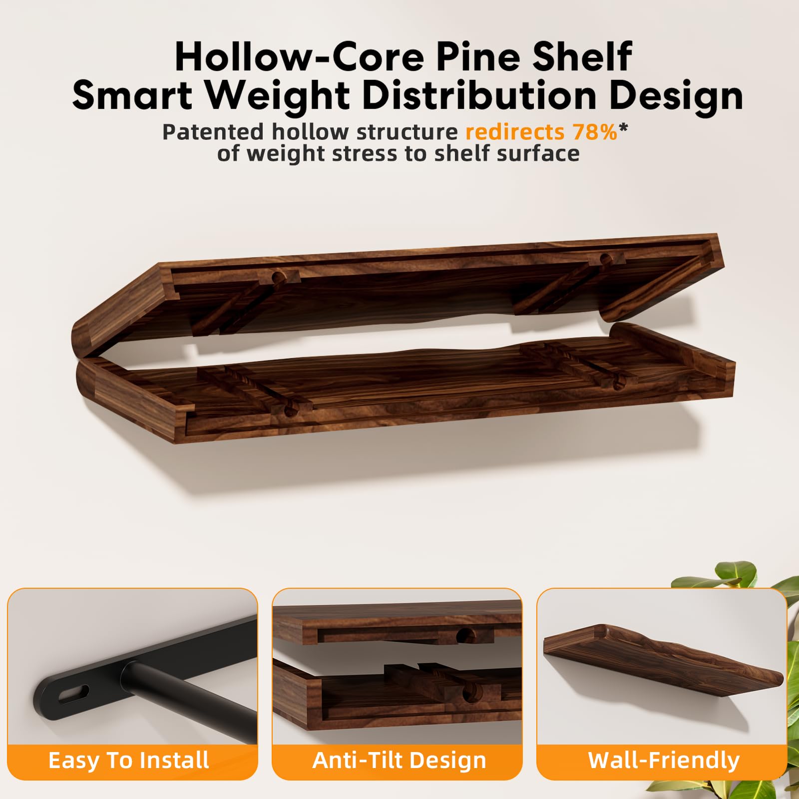 Avytronx 40lb-capacity shelf holds heavy items securely.