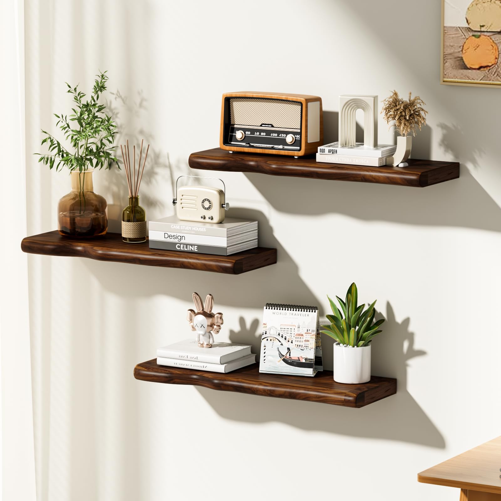 Avytronx hidden bracket system for a seamless, sturdy wall shelf appearance.