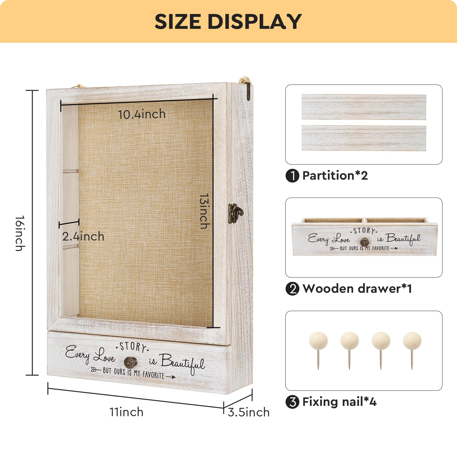 AW BRIDAL deep shadow box display highlights memories with bold profile
