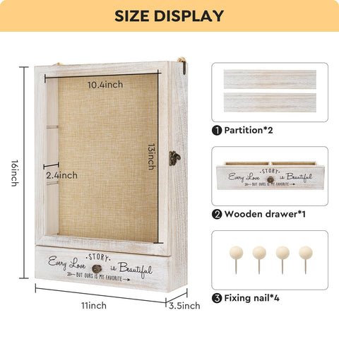 AW BRIDAL deep shadow box display highlights memories with bold profile