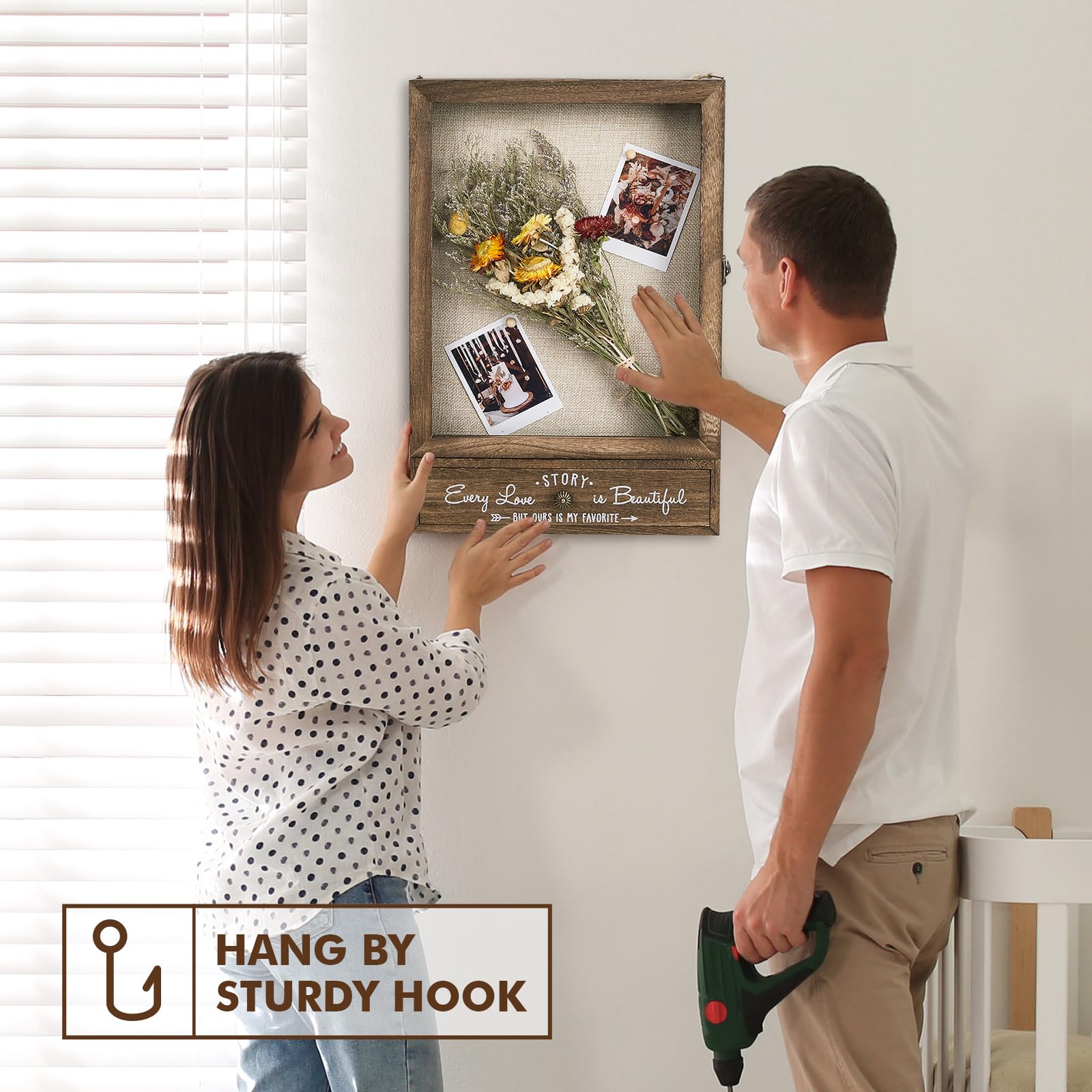 AW BRIDAL deep shadow box frame with detachable shelves for keepsakes
