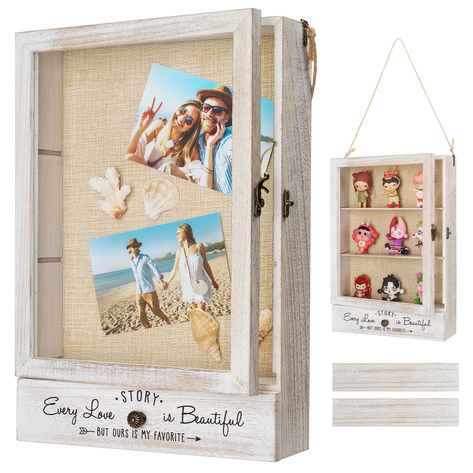 AW BRIDAL shadow box large with removable shelves for flexible keepsake displays