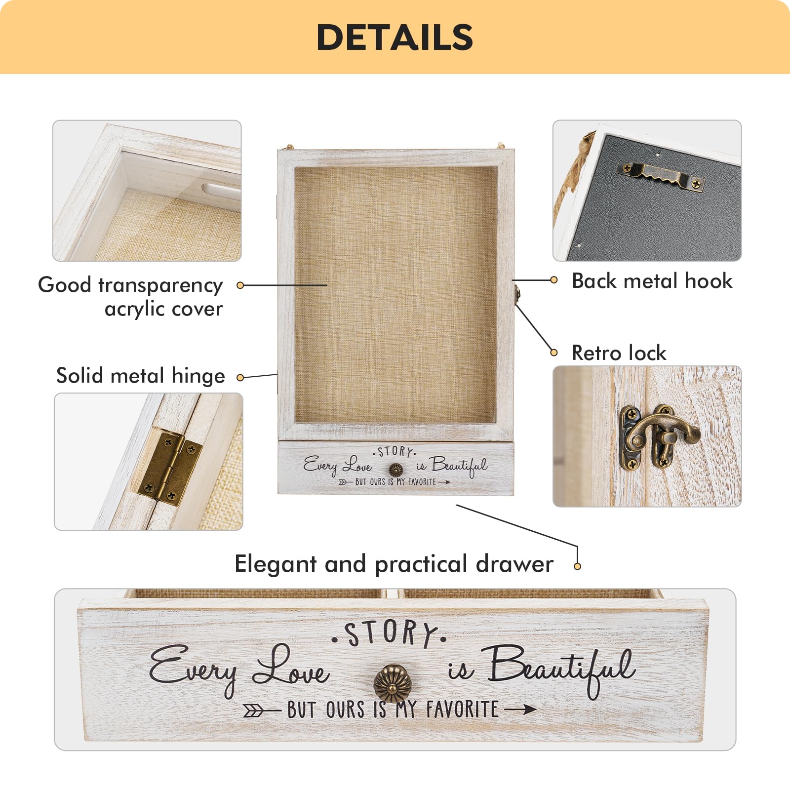 AW BRIDAL top slot on shadow box keeps collectibles secure in display