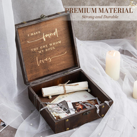 AW BRIDAL wooden memory box with matte finish reveals natural wood grains beautifully.