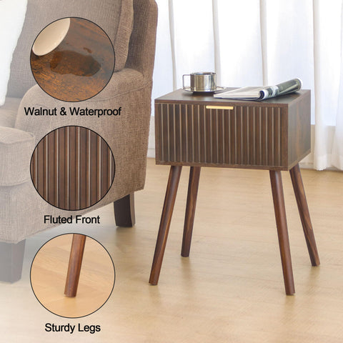 AWASEN end table with open shelf for quick-access bedside storage