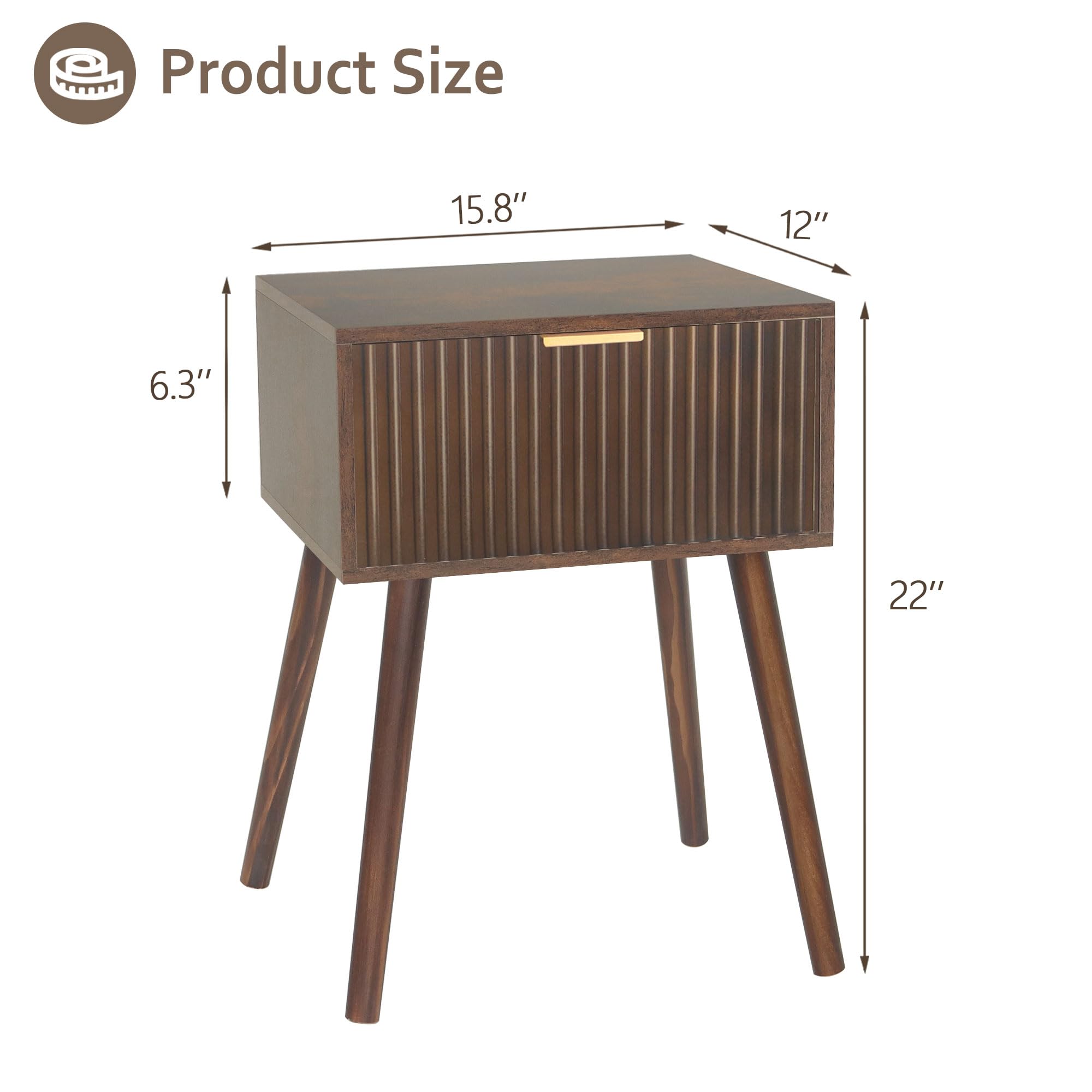 AWASEN nightstand with solid wood legs enhances stability and longevity