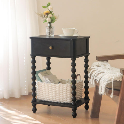 AWASEN bedroom side table with spindle legs adds warmth to decor