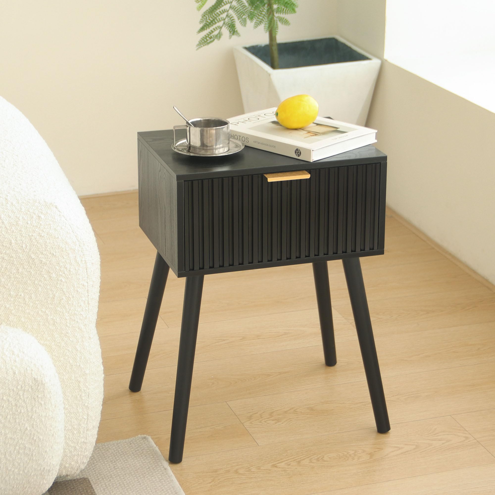 AWASEN nightstand in a bedroom scene showcases modern glam meets functional organization.