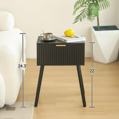 AWASEN nightstand drawer close-up highlights the golden hardware and refined texture.