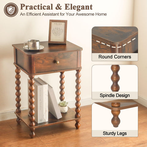 AWASEN Nightstand lower shelf decor within reach