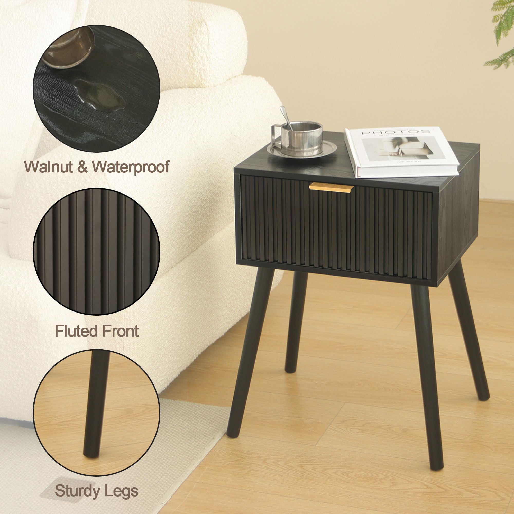 AWASEN nightstand wood legs provide sturdy support and a touch of warmth to the room.