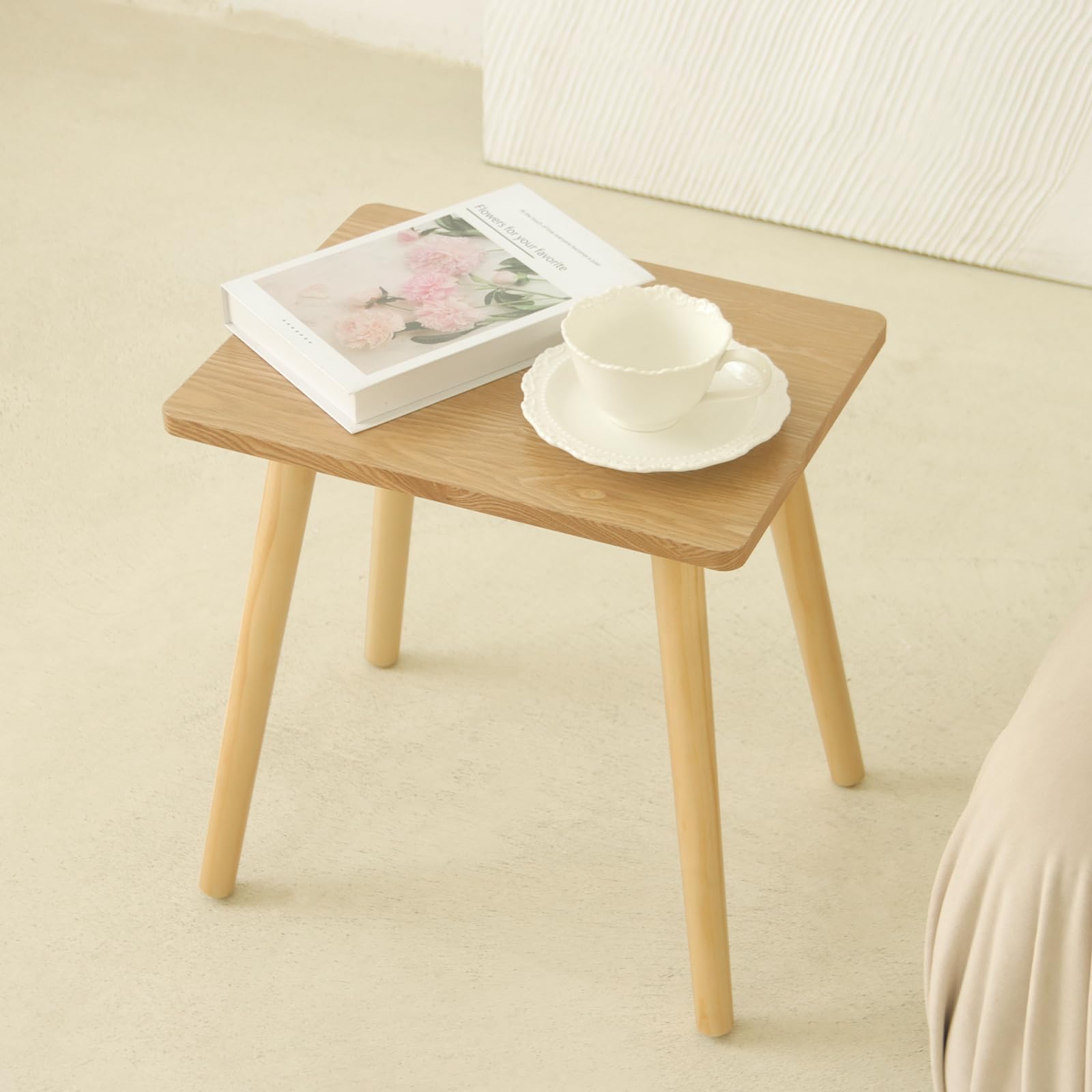 AWASEN side table with solid wood top for durable daily use.
