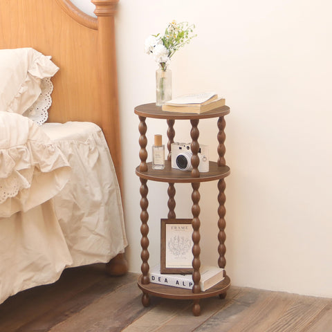 AWASEN small round end table open shelves displaying three-tier storage
