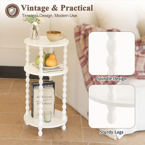 AWASEN three-tier bedside table fits books, devices, and decor.
