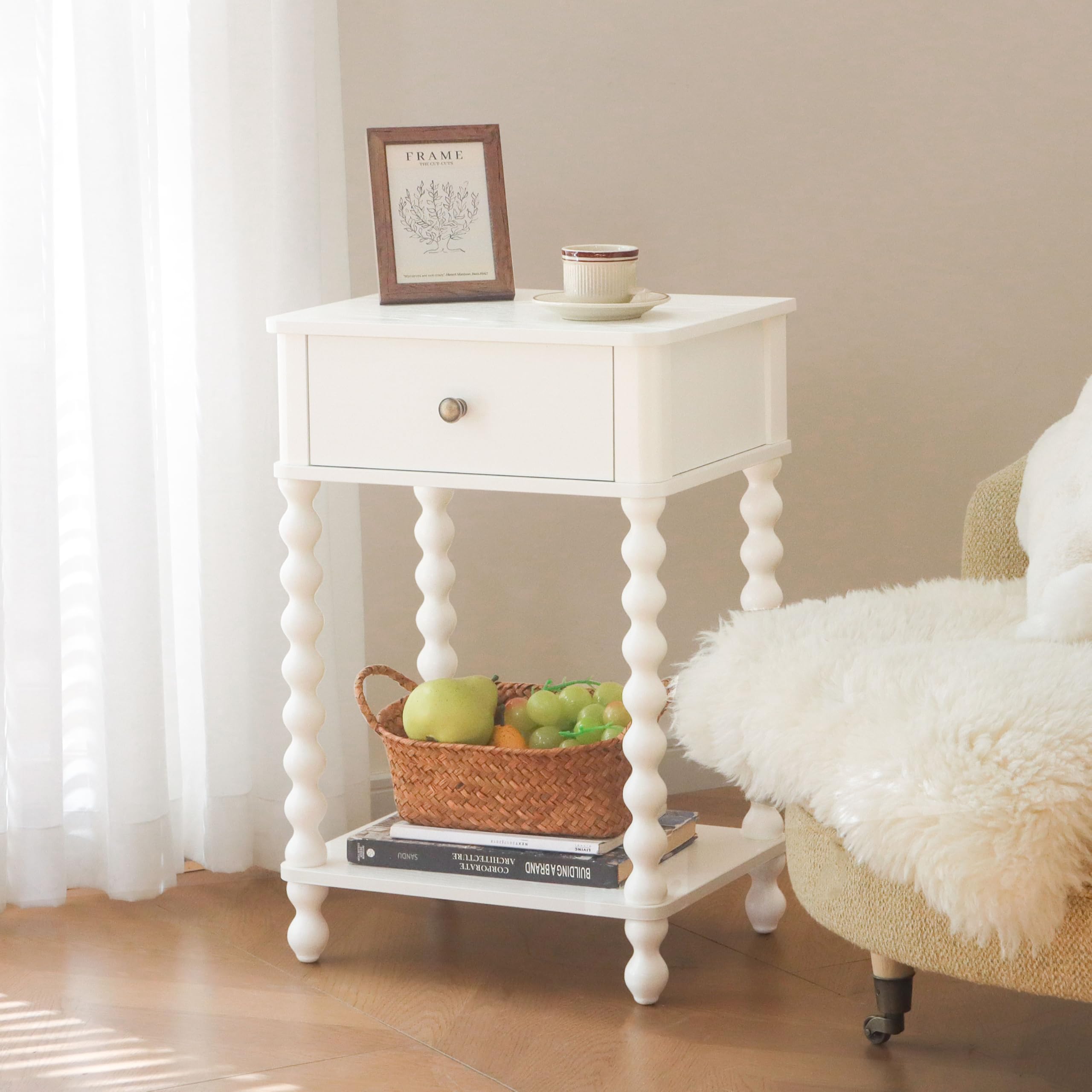 AWASEN White Nightstand during assembly with numbered parts for quick setup