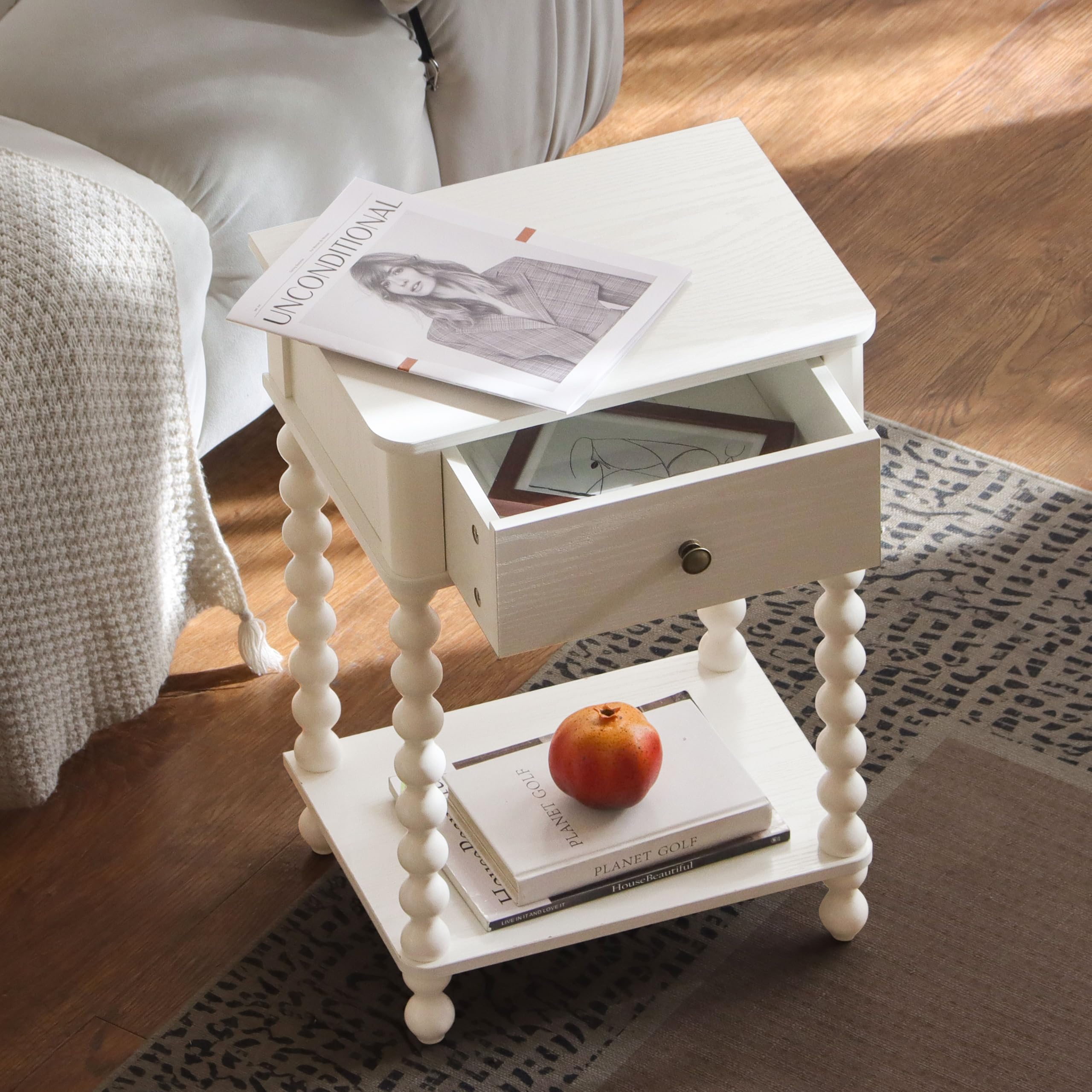 AWASEN White Nightstand fits bedroom decor and offers practical storage options
