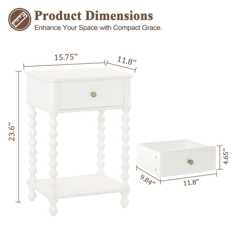 AWASEN White Nightstand drawer closed showing a clean surface for decor items