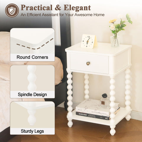 AWASEN White Nightstand open shelf for displaying books and decor