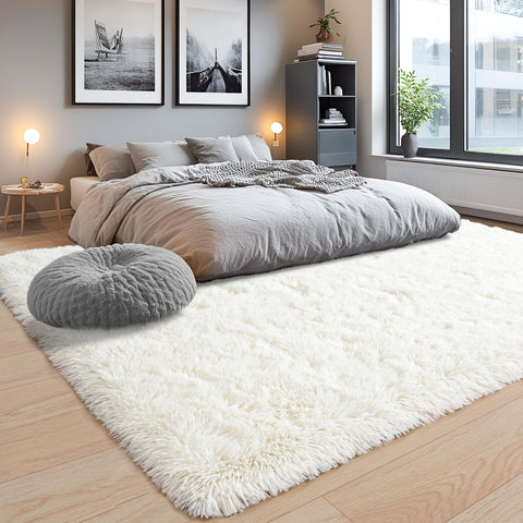 Awaytail fluffy rug with memory sponge center dampens footsteps for a calmer space