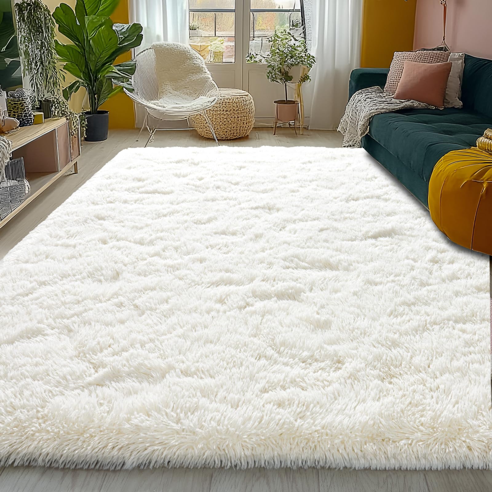 Awaytail non-slip bottom rug cream white keeps rug in place for safe family spaces