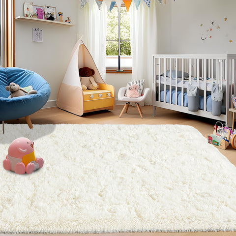 Awaytail ultra-soft shag rug close-up plush pile enhances comfort in bedrooms and nurseries