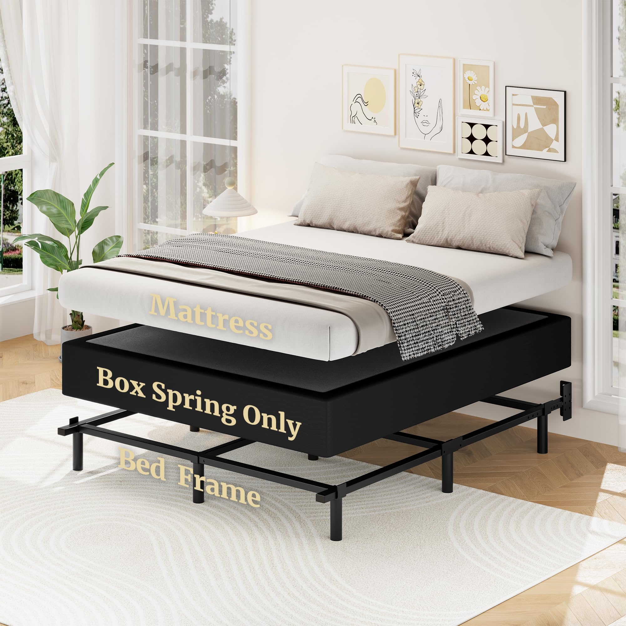 Awesofurni heavy-duty metal frame provides stable support up to 3000 lbs.