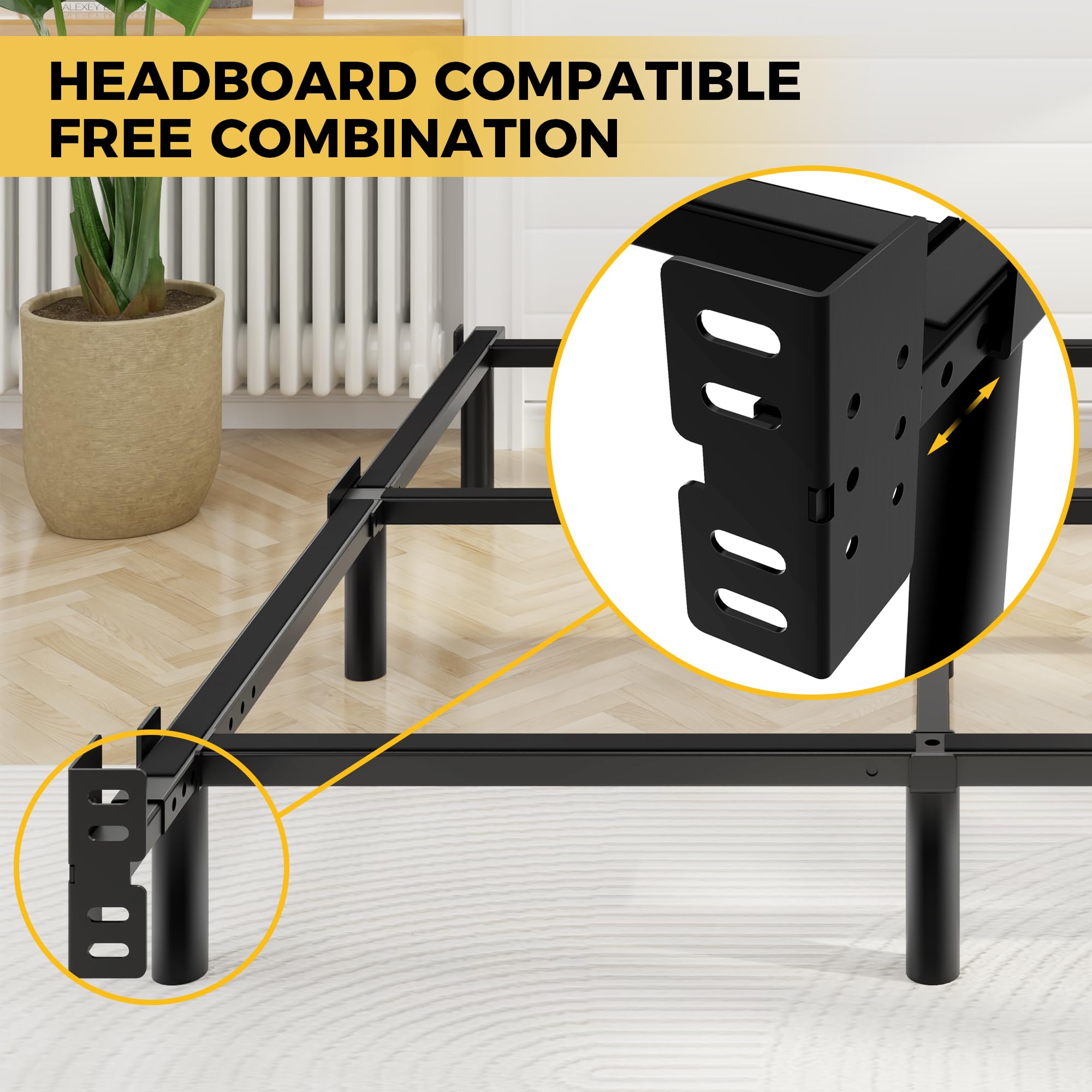 Built-in mattress gaskets prevent shifting on the Awesofurni bed frame.