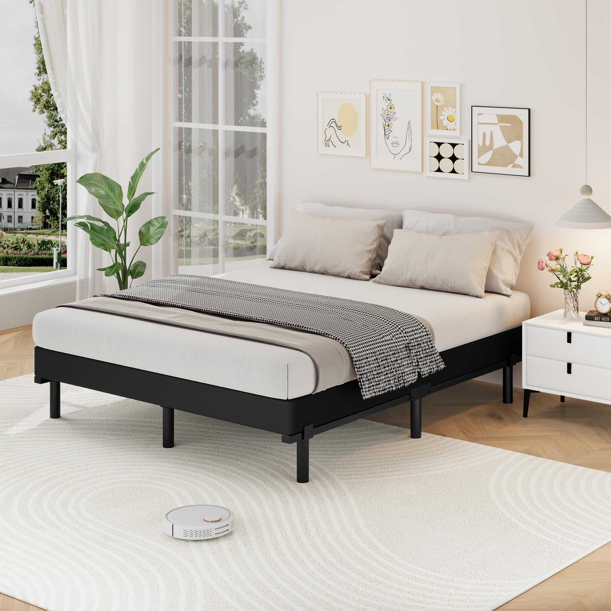 Awesofurni queen box spring frame detail highlights reinforced steel and clean welds for stability.