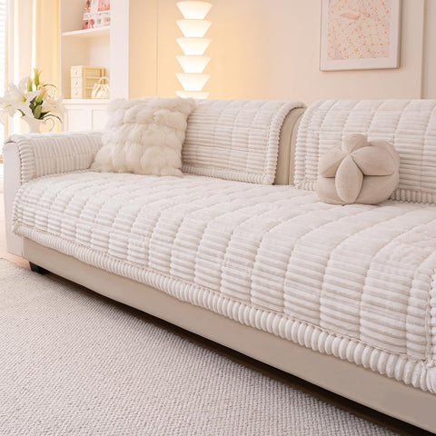 Awjcsv fuzzy dog couch protector offers soft texture and hair resistance.