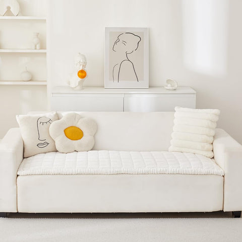 Awjcsv fuzzy pet couch cover white offers cozy look while guarding furniture.