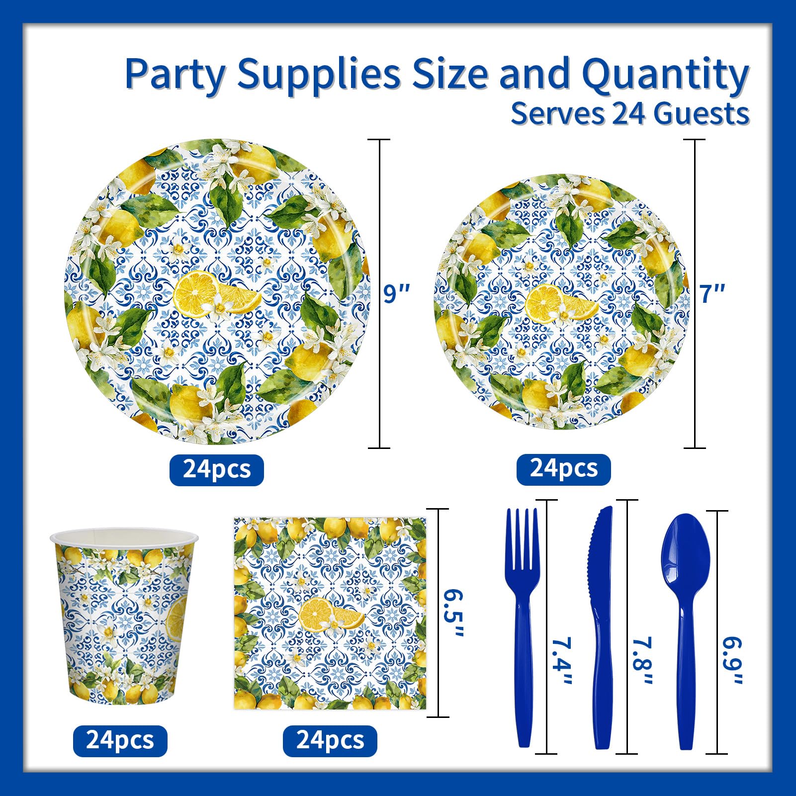 AWLZJZQA Blue floral lemon dinner plates add cohesive color for gatherings.