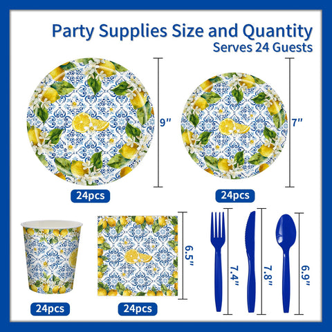 AWLZJZQA Blue floral lemon dinner plates add cohesive color for gatherings.