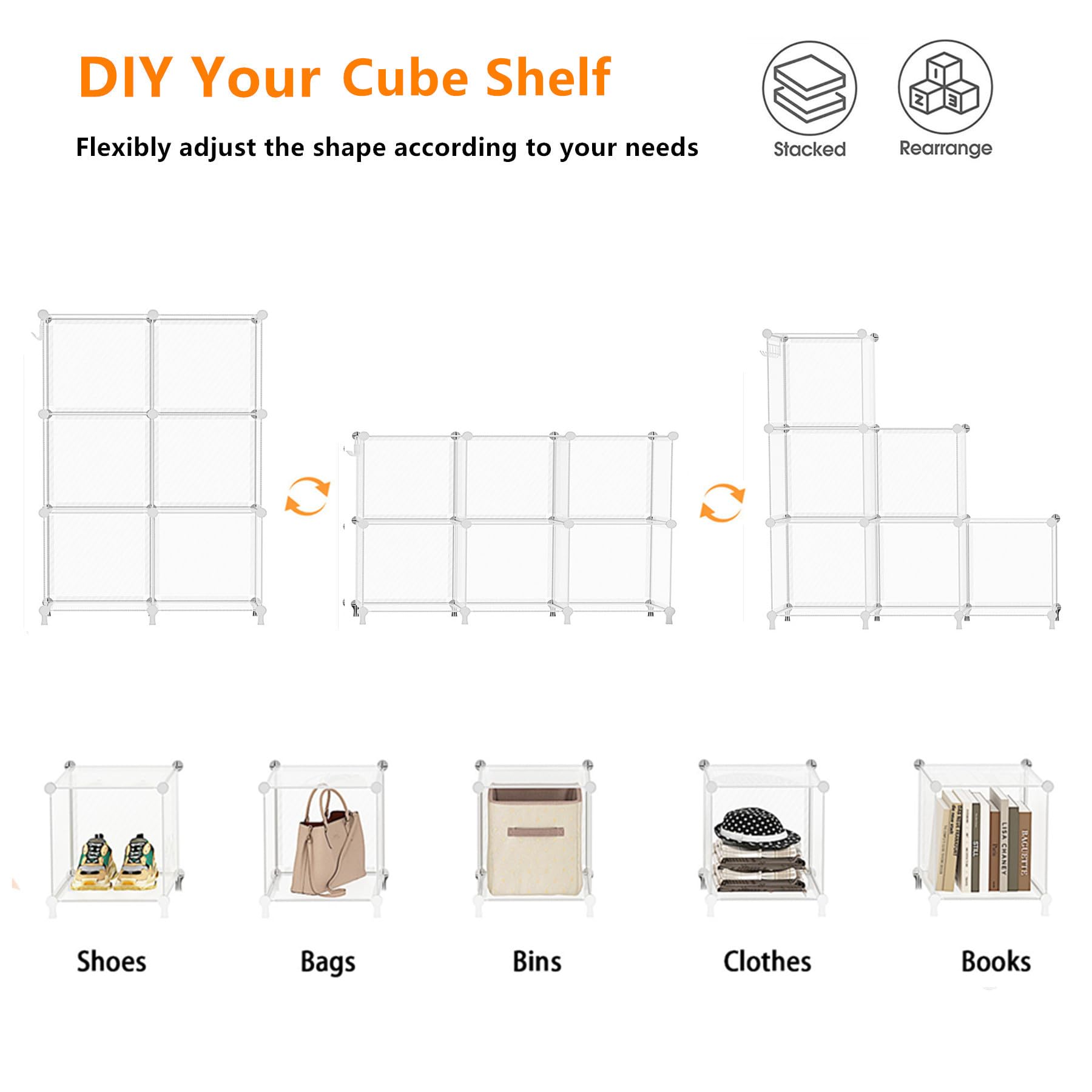 AWTATOS 6-cube unit fits neatly in bedrooms for clothes, toys, and books.