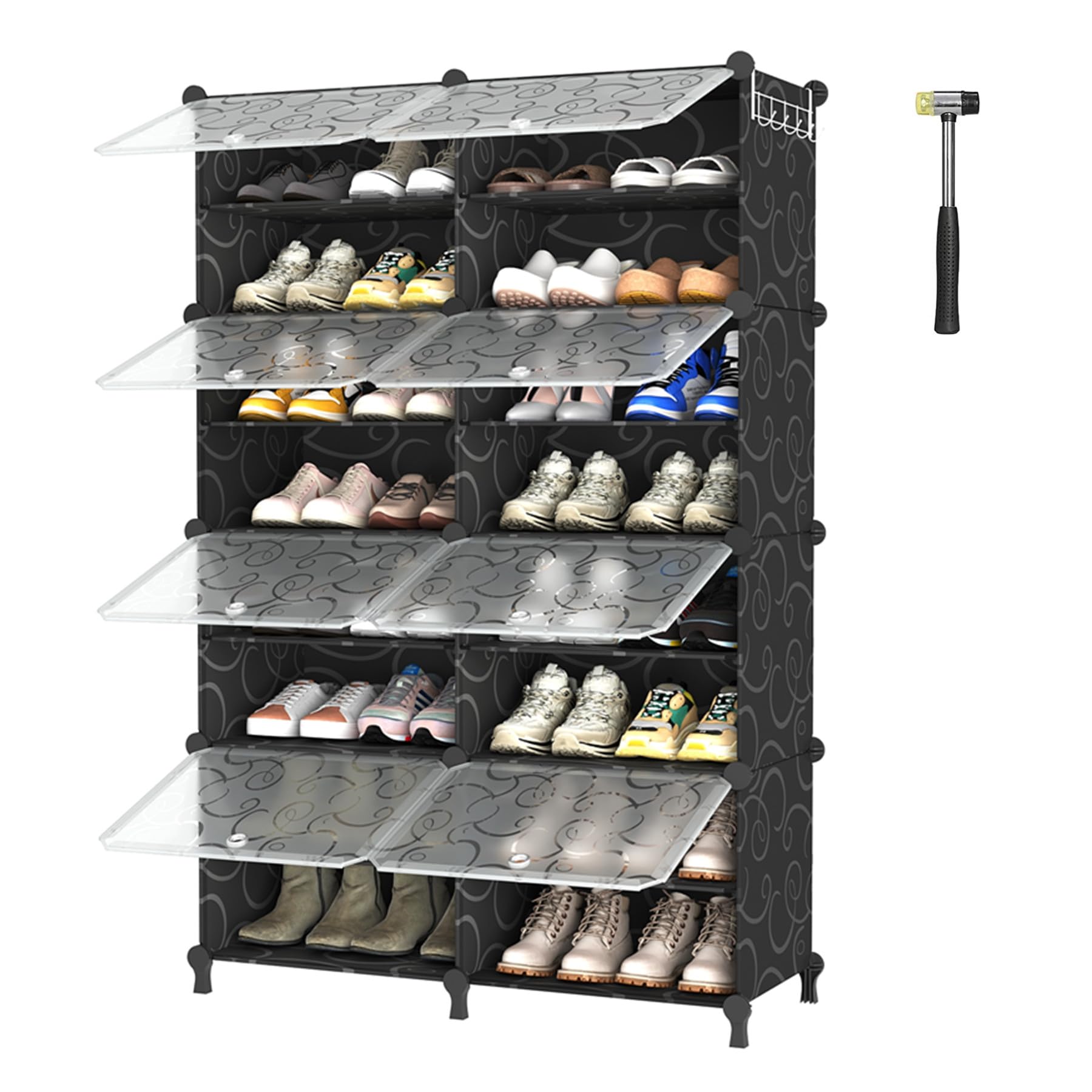 AWTATOS 8-tier shoe rack door-closed demonstrates dust protection and hidden storage