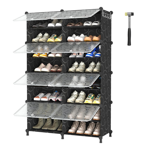 AWTATOS 8-tier shoe rack door-closed demonstrates dust protection and hidden storage