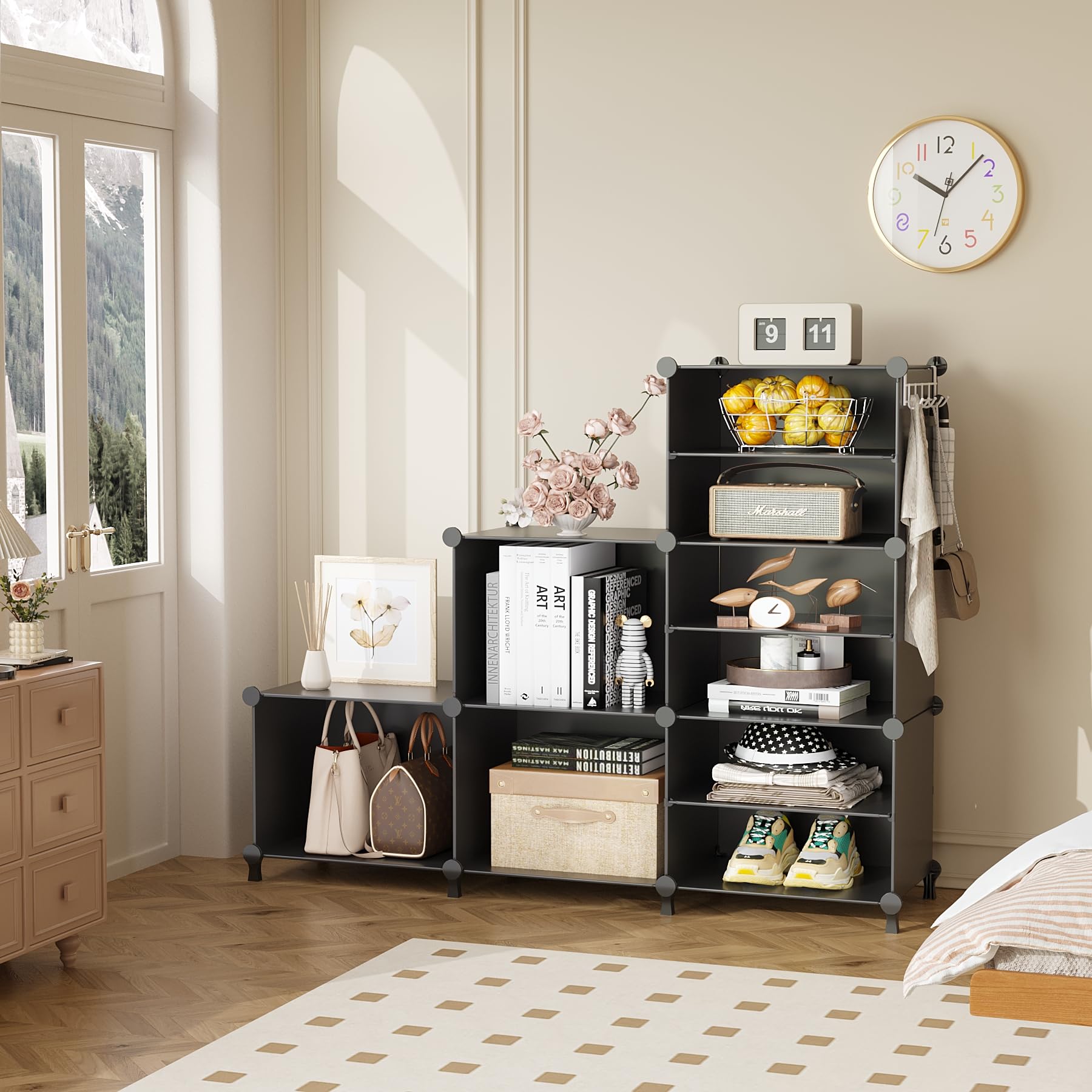 AWTATOS closet organizer in a bedroom saves space and improves organization