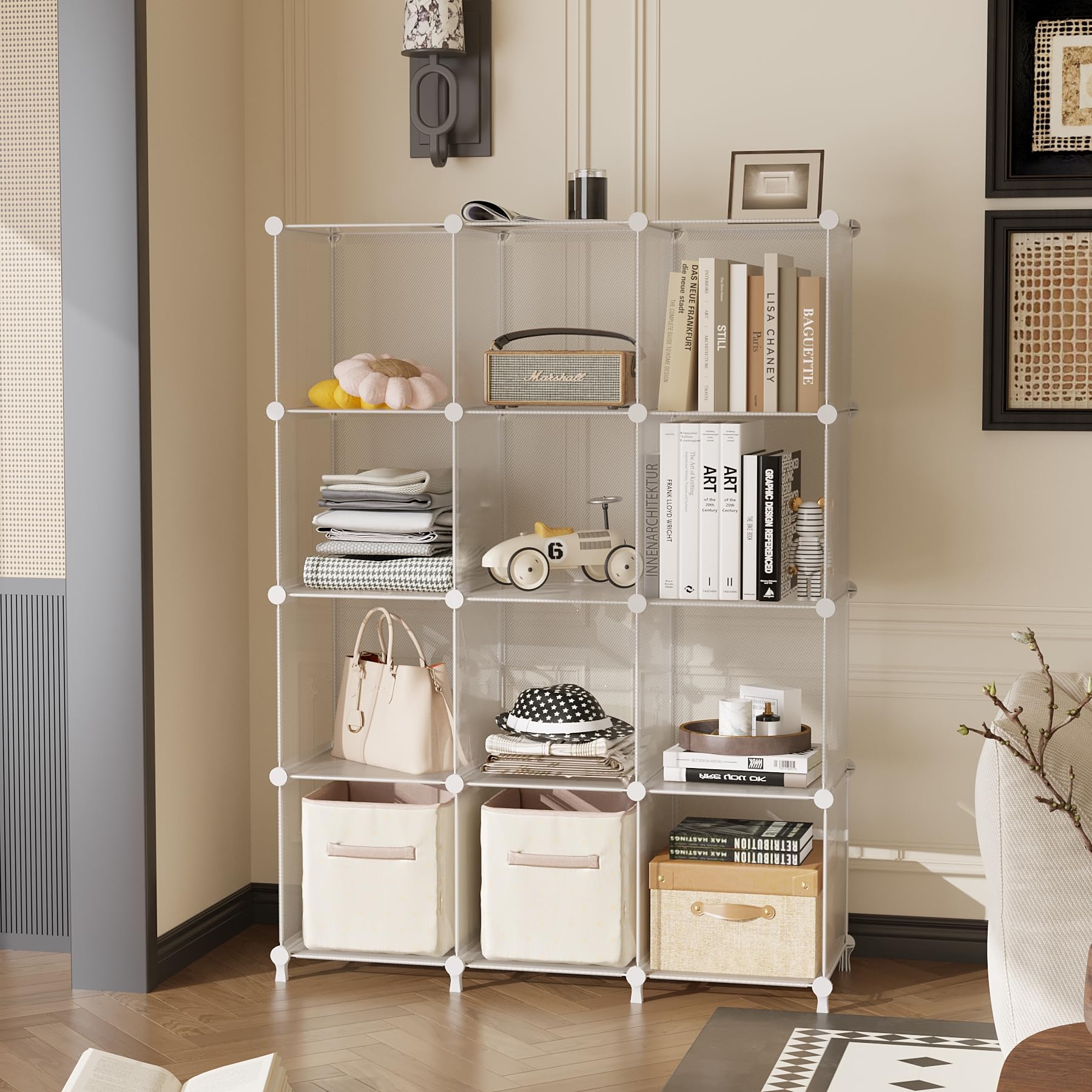 AWTATOS cube shelves configurable shows multiple stacking options for small spaces.