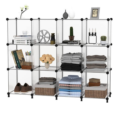 AWTATOS 12-cube organizer placed in a bedroom closet demonstrates space optimization.