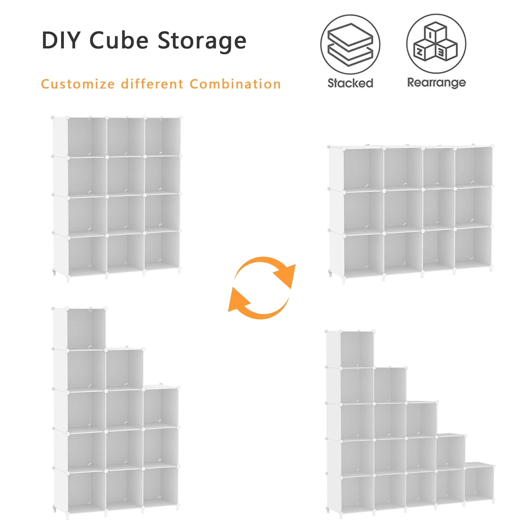 AWTATOS Cube Storage: in bedroom closet for clothes and bags