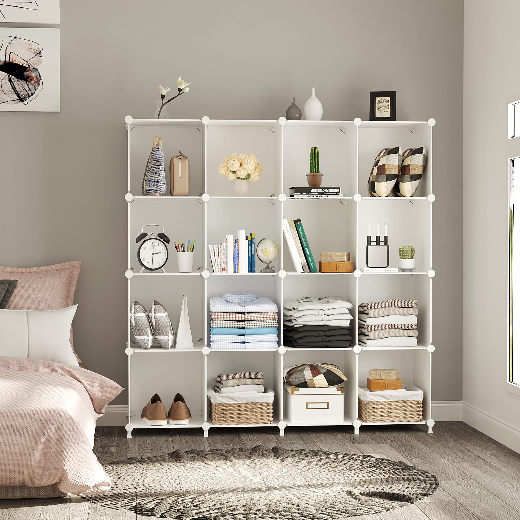 AWTATOS cube connectors highlight interlocking design for sturdy shelves.