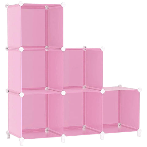 AWTATOS pink cube storage assembly demonstrates modular shelves for a tidy room