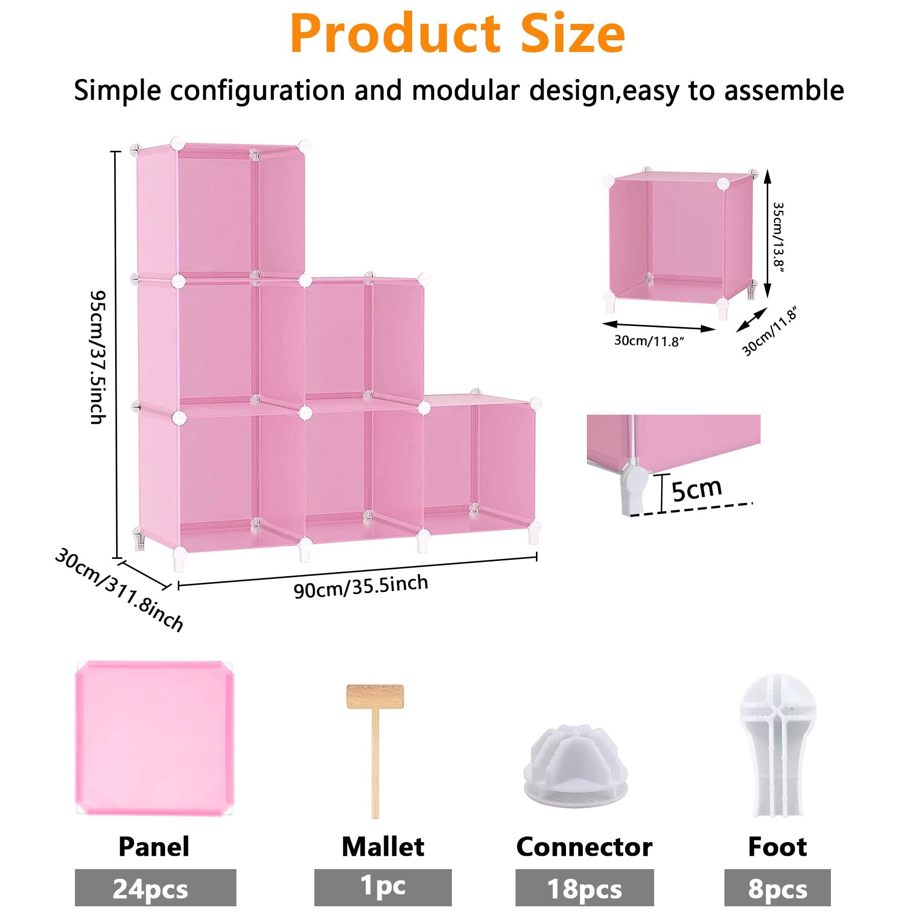 AWTATOS pink kids room decor with cube storage