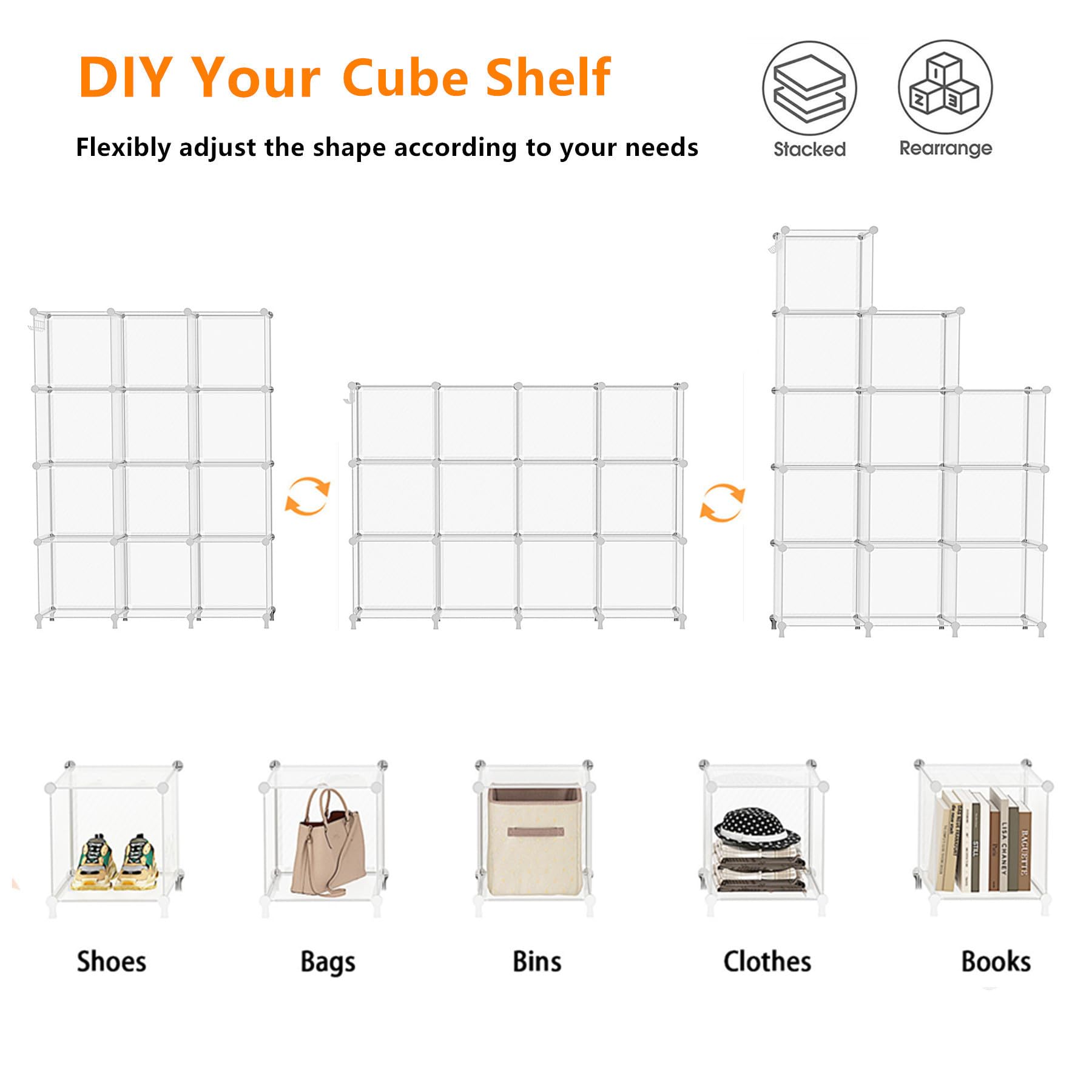 AWTATOS cube storage stackable design enables versatile configurations.