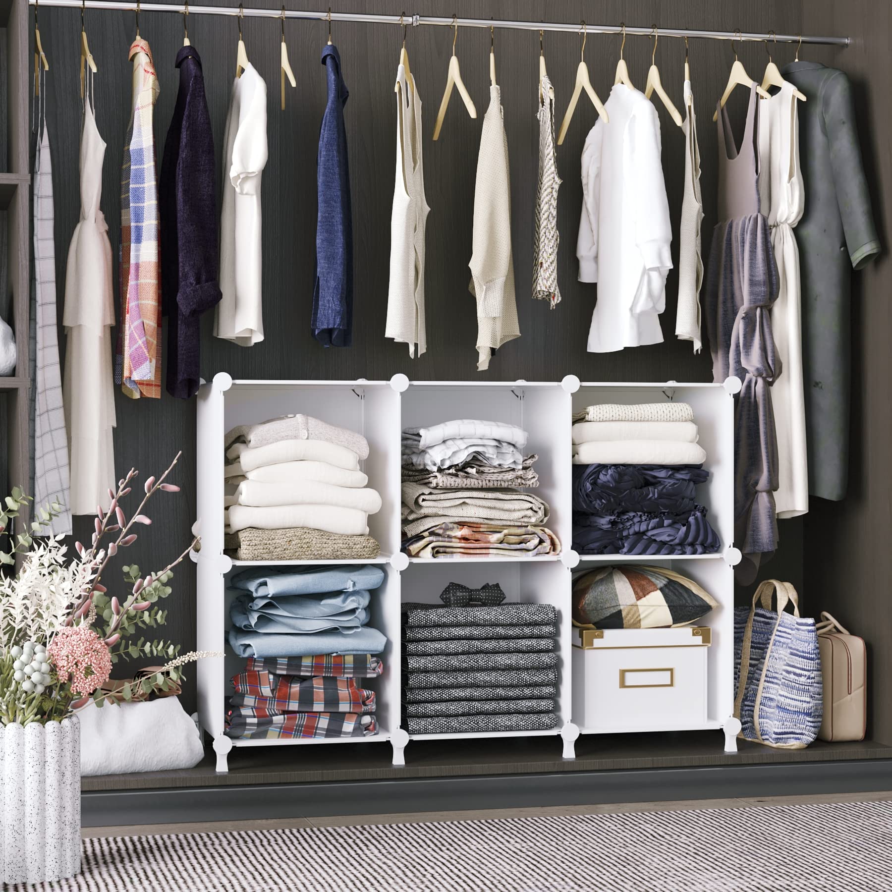 AWTATOS sturdy frame with high-load cubes supports daily essentials.